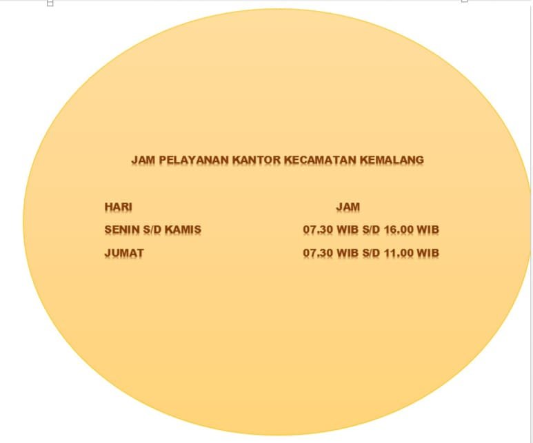 JAM PELAYANAN KANTOR KECAMATAN KEMALANG